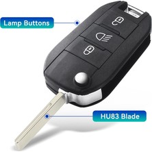 Xiyu Shop HU83 Bıçaklı Lamba Stili Keyyou ID46-PCFAR Uzaktan Anahtar 3 Düğmeler Fob Peugeot Citroen C-Elysee C4-Cactus 434MHZ (Yurt Dışından)