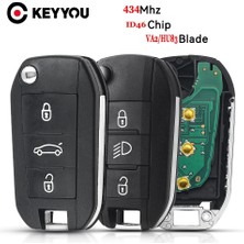 Xiyu Shop HU83 Bıçaklı Lamba Stili Keyyou ID46-PCFAR Uzaktan Anahtar 3 Düğmeler Fob Peugeot Citroen C-Elysee C4-Cactus 434MHZ (Yurt Dışından)