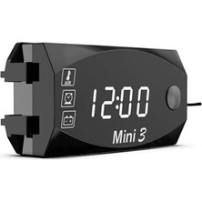 Xiyu Shop Beyaz Stil Dc 3 1 Çok Işlevli Dijital Zaman Saati + Termometre + Voltmetre LED Ekran Motosiklet Araba Tekne Için Su Geçirmez IP67 (Yurt Dışından)