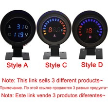 Xiyu Shop Stil D - Yalnızca Ölçü Stili Yuvarlak LCD Dijital Araba Kamyon Su Sıcaklık Ölçer Sıcaklık Sensörü Temperatura Moto + Voltmetre Volt Voltaj Ölçer V 24V (Yurt Dışından)