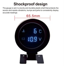 Xiyu Shop Stil D - Yalnızca Ölçü Stili Yuvarlak LCD Dijital Araba Kamyon Su Sıcaklık Ölçer Sıcaklık Sensörü Temperatura Moto + Voltmetre Volt Voltaj Ölçer V 24V (Yurt Dışından)