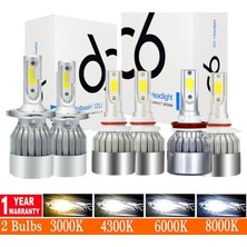 Xiyu Shop H1 Stili 6000K Soğuk Beyaz 2x H7 LED H11 H4 Hilo H1 H3 H8 Hb1 Hb3 Hb4 Hb5 Hır2 H13 H Araba Far Ampülük 6000K 8000K Cob Araba Işıkları (Yurt Dışından)