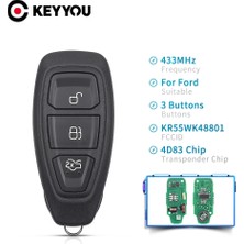 Xiyu Shop Keyyou Mhz 4d KR55WK 3 Düğme Araba Anahtarı Uzaktan Kumanda Anahtarı Ford Focus Için C-Max Mondeo Kuga Fiesta B-Max (Yurt Dışından)