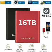 Xiyu Shop Siyah Stil 2tb 16TB SSD USB 3.1 Mobil Katı Hal Sürücüsü Pc Dizüstü Bilgisayar Depolama Aygıtı Için Yüksek Hızlı Transfer Orijinal Taşınabilir Harici Sabit Disk (Yurt Dışından)
