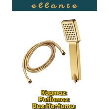 Ellante Gold Duş Başlıgı ve Gold Paslanmaz Kopmaz Patlamaz Kaliteli Duş Hortumu Gold Duş Seti - 150 cm