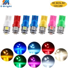 Xiyu Shop 12V-10 Adet Tarzı Rgb Dc 6V 6.3V 12V 24V W5W Smd LED Ampul Araba Okuma Işığı Pinball Pil Oyun Konsolu Gösterge Ampul Beyaz Kırmızı (Yurt Dışından)