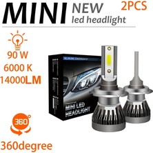 Xiyu Shop H4 Stili 6000K Soğuk Beyaz Ar Işıklar Mını LED H7 H LED H4 Far Dönüşüm Kiti 90W Lm Cob H7 LED Ampuller H11 LED Lamk (Yurt Dışından)