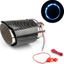 Xiyu Shop Düz Kenar Mavi Stili Глушитель Oto Aksesuarları mm Giriş Karbon Fiber Renkli Araba Egzoz Susturucu Boru Ucu Redblue LED Işıklı Redblue Işık (Yurt Dışından)