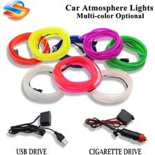 Xiyu Shop 3m Tarzı Pembe-Usb Sıcak Satış Araba Iç Aydınlatma LED Şerit Dekorasyon Garland Tel Halat Tüp Hattı USB Sürücülü Esnek Neon Işık (Yurt Dışından)