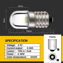 Xiyu Shop Sıcak Beyaz Tarzı 4.5V 4x E10 3V 4.5V 6V 12V Sıcak Beyaz Minyatür 2835LED Mes Yükseltme Ampul Lamba Değiştirme Için Torch El Feneri Far Motorlu Bisiklet (Yurt Dışından)