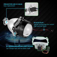 Xiyu Shop L-Gümüş Kasa-Sarı Stil 1 Parça Gtl H4 H7 Için 2.5 Inç Evrensel Bi Xenon Hıd Motosiklet Araba Far Projektör Len Yükseltme Melek Gözler Projektör Lens Drl (Yurt Dışından)