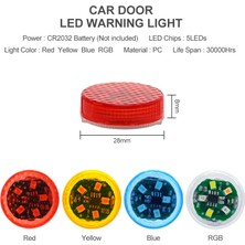 Xiyu Shop Rgb x 1 Parça Evrensel LED Araba Açılış Kapısı Güvenlik Uyarısı Çarpışma Önleyici Işıklar Manyetik Sensör Strobe Yanıp Sönen Alarm Işıkları Park Lambası (Yurt Dışından)