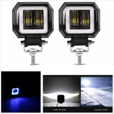 Xiyu Shop 1xkırmızı Stil 3ıw LED Çalışma Işıkları Su Geçirmez Kare Angel Eyes Sürüş Bölmeleri Offroad Araba Tekne LED Bar Işık Atv 6500K (Yurt Dışından)