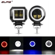 Xiyu Shop 2 Adet Stil Yuvarlak Kırmızı 20W LED 2000LM Motosiklet LED Far Araba Sis Lambası Çalışma Işığı Otomatik Spot Işık Melek Gözleri Halka Motorlar Dc (Yurt Dışından)