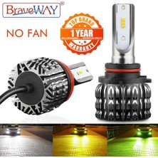 Xiyu Shop H11 Stili Sarı Braveway Fansız Lm 12 V Araba Motosiklet Için LED Ampuller H4 H7 H1 H3 H8 H11 Hb3 Hb H27 Sis Lambaları H3 LED Far Oto (Yurt Dışından)