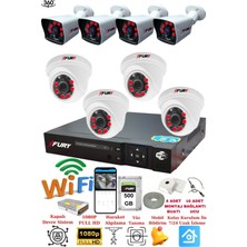 FURY 4 İç 4 Dış Kameralı 5mp Lens 2mp Görüntü Gece Görüşlü Full Hd Güvenlik Kamerası 14125525 500 GB