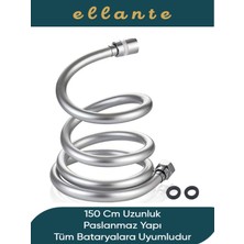 Ellante Gri Paslanmaz Kopmaz Patlamaz Kaliteli Pvc Duş Hortumu Tüm Duş Setleri ile Uyumlu - 150 cm