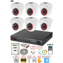 FURY 6 Kameralı 5mp 3.6mm Lens 2mp Görüntü 6 Atom Led Gece Görüşlü FullHd Güvenlik Kamerası 1412A 500GB