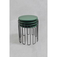 Veys Sehpa Siyah Ayak - 4 Lü Alyans Zigon Sehpa -  Yeşil