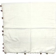 Naz İpek Pamuklu El Işi Kiraz Oyalı Boncuklu Eşarp Yüksek Kalite Yazma 100X100CM