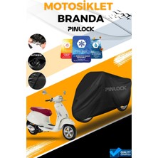 Pinlock Vespa Primevera Su Geçirmez   Siyah Motosiklet Brandası Miflonlu Kalın Premium Kumaş Clipsli