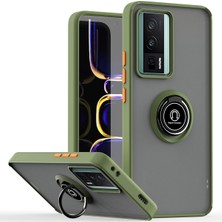 Eabhulie Xiaomi Poco F5 Pro /redmi K60/K60 Pro Için Yüzük Stand Mat Sert Silikon Telefon Kılıfı - Yeşil (Yurt Dışından)