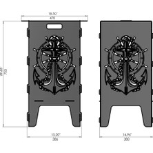 Arvallı Ateş Çukuru ve Portatif Mangal Dört Tarafı Çapa Desenli Taşınabilir