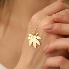 Nox Jewelry 14 Ayar Mikron Kaplama Çınar Yaprağı Gümüş Kolye - CN00131