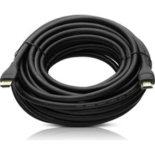 Powermaster Fully G-507DS Plastik Düz Siyah 10 Metre Gold Poşetli HDMI Kablo