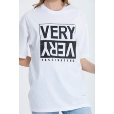 R-5739 Bisiklet Yaka Very Baskılı Oversize T-shırt