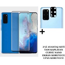 Coolacs Samsung Galaxy S20 Plus ile Uyumlu Tam Kaplayan Nano Esnek Ekran Koruyucu ve Arka Kamera Koruyucu