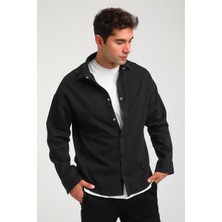 Rocqerx R-3893 Ayaklı Yaka Baskılı Kot Gömlek