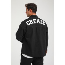 Rocqerx R-3893 Ayaklı Yaka Baskılı Kot Gömlek