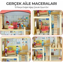 ROZİTOYS EV18 Doğal Ağaç Çocuk Oyun Evi Demonte, Hediye Çocuk Halısı