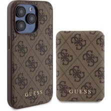 Guess iPhone 14 Pro Max Kılıf Guess Orjinal Lisanslı Magsafe Özellik Kapak + Powerbank 5000MAH Kahverengi