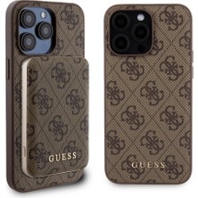 Guess iPhone 14 Pro Max Kılıf Guess Orjinal Lisanslı Magsafe Özellik Kapak + Powerbank 5000MAH Kahverengi