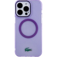 Lacoste iPhone 15 Pro Kılıf Lacoste Orjinal Lisanslı Magsafe Özellikli Ikonik Timsah Logolu Hard Parme Mor