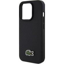 Lacoste iPhone 15 Pro Kılıf Lacoste Orjinal Lisanslı Pu Pike Desenli Ikonik Timsah Dokuma Logolu Kapak
