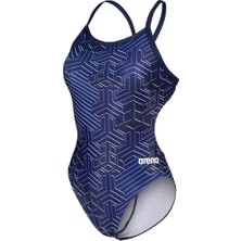 Arena Kikko Pro Kadın Mayosu Lacivert Desenli Hızlı Kuruyan ve UV Koruma Özellikli