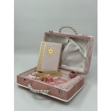 Mercan Ahşap Kadife Kaplı Bayan Kuran Seti