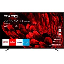 Axen AX75LEDB252 75" 190 Ekran Uydu Alıcılı 4K Ultra HD webOS Smart LED TV