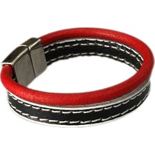 LN Leather Kenar Boyalı Dikiş Detaylı Deri Bileklik