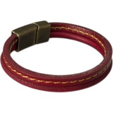 LN Leather Kenar Boyalı Dikiş Detaylı Deri Bileklik