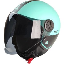 Mts FX-101 Yarım Kask Mat Turkuaz (Siyah Camlı)
