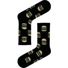 Carnaval Socks Siyah Hamburger Desenli Tenis Çorabı