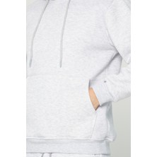 Four Man Açık Gri Kapşonlu Sweatshirt 3 Iplik Şardonlu (%100 Pamuk)