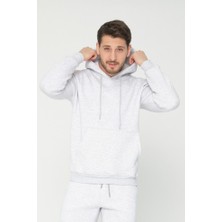 Four Man Açık Gri Kapşonlu Sweatshirt 3 Iplik Şardonlu (%100 Pamuk)