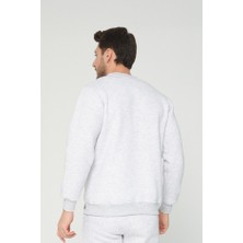 Four Man Açık Gri Bisiklet Yaka Sweatshirt 3 Iplik Şardonlu (%100 Pamuk)