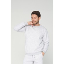 Four Man Açık Gri Bisiklet Yaka Sweatshirt 3 Iplik Şardonlu (%100 Pamuk)