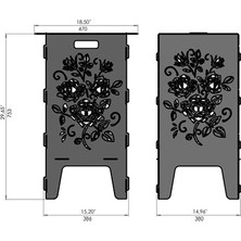 Arvallı Ateş Çukuru ve Portatif Mangal Dört Tarafı Gül Desenli Taşınabilir